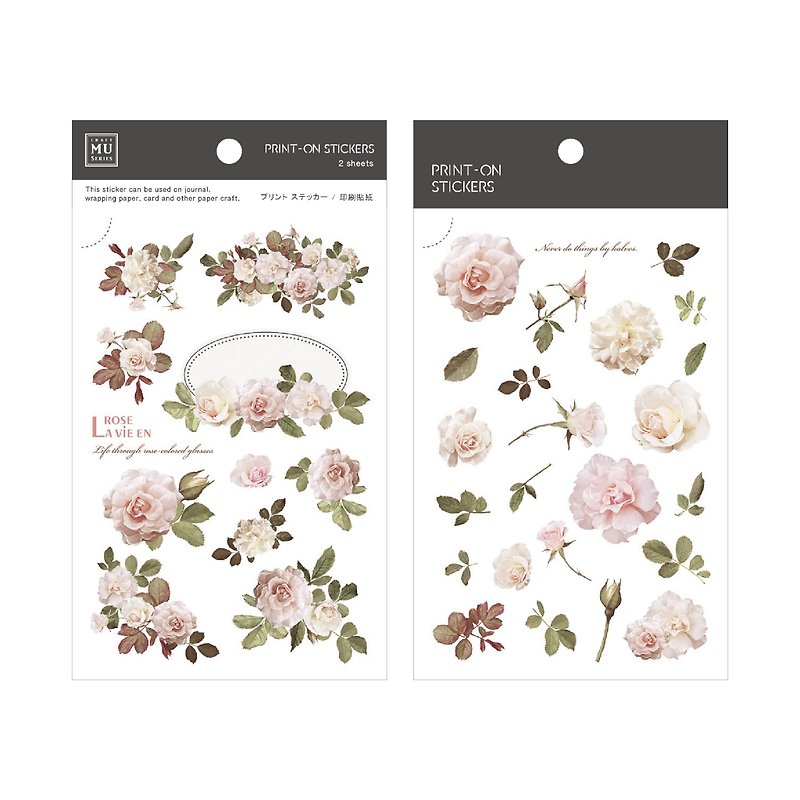 【Print-On Stickers 轉印貼紙】no.34-古典玫瑰 | 花草系列 - 貼紙 - 其他材質 粉紅色