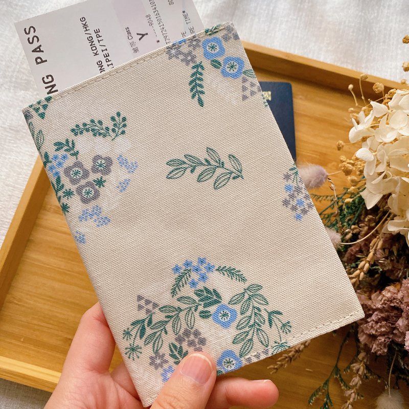 護照套 Passport Holder 護照夾 護照收納 日式花環款 - 護照夾/護照套 - 棉．麻 
