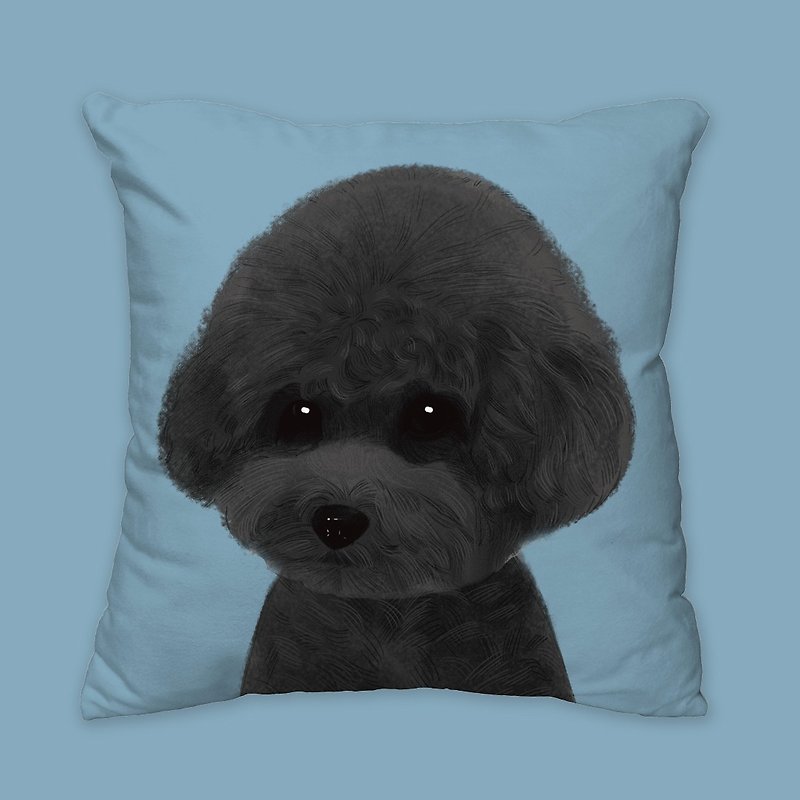 [I will always love you] Classic Black Poodle Dog Animal Pillow/Pillow/Cushion - หมอน - ผ้าฝ้าย/ผ้าลินิน สีดำ