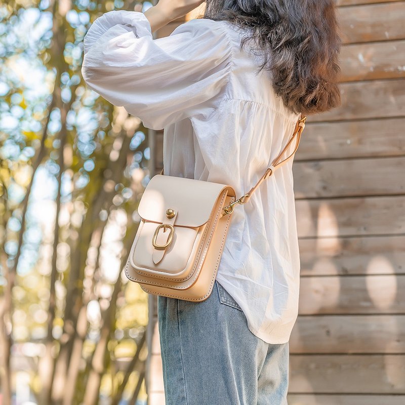 【タンジェントライナー】タンジェントライナーハンドメイドレザーレディースショルダーバッグメッセンジャーバッグスモールヘアケーキ - ショルダーバッグ - 革 