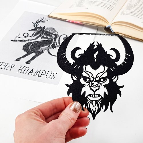 Design Atelier Article Metal Bookmark Krampus, Small Bookish Gift for Horror Fans.