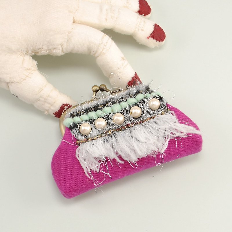 tiny purse, coin purse, pill case, pik purse, fluffy small pouch No,3 - Toiletry Bags & Pouches - Cotton & Hemp Pink
