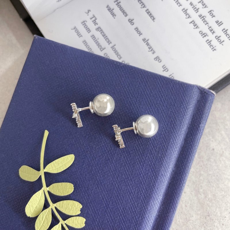 :直率的旋律: 十字架 圓珠後扣 / 可維修店家 - 耳環/耳夾/耳骨夾 - 純銀 