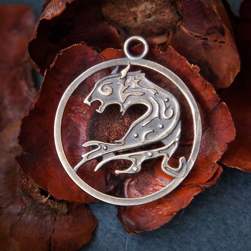 NorthernPath Panther pendant on leather cord. Wild cat necklace. Animal jewelry. Cougar