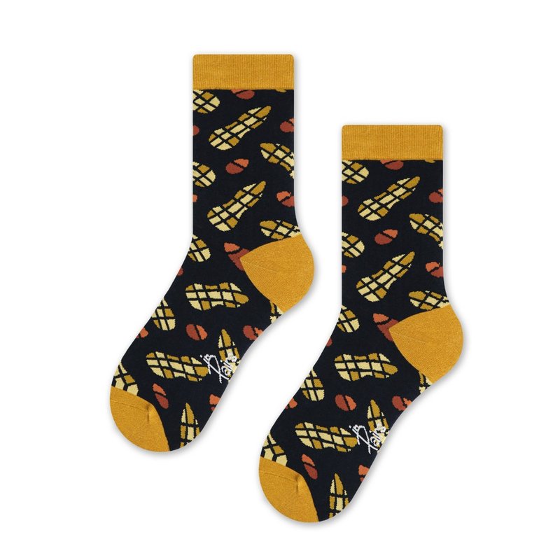 【in Pairs】花生什麼事 | 中筒襪 襪子 潮襪 - 襪子 - 棉．麻 多色