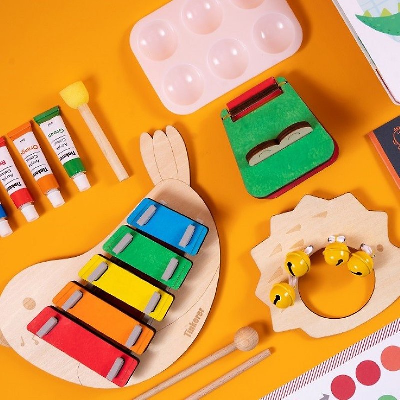 Tinkerer Box - Ages 3_ Music Kit Christmas Gift Idea Educational Toy DIY Book - Kids' Toys - Wood Orange