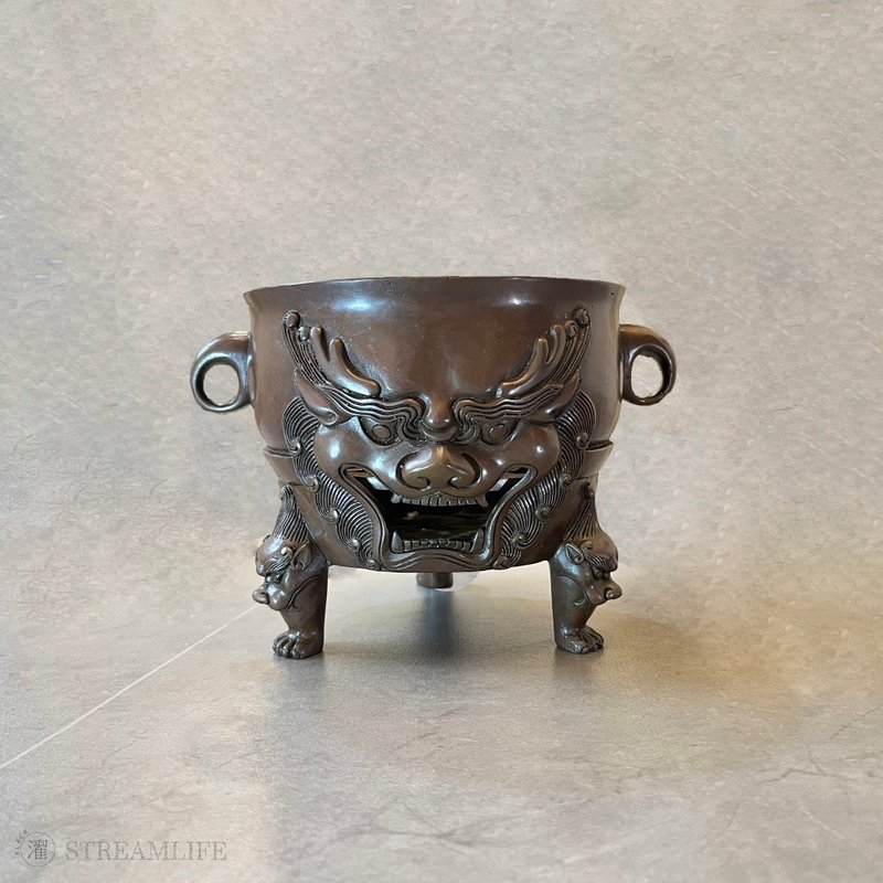 饕餮純銅茶爐 - 茶壺/茶杯/茶具 - 銅/黃銅 咖啡色