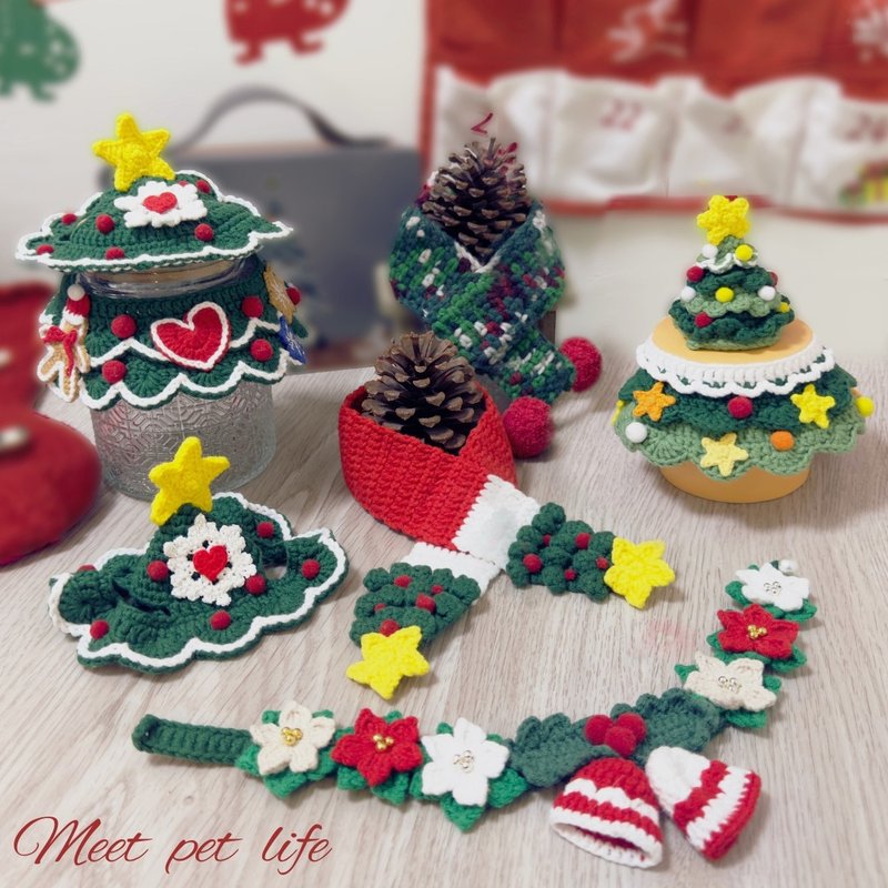 Christmas series | Christmas scarf, Christmas tree scarf, headwear | Pet scarf, dog and cat scarf, pet Christmas - อื่นๆ - ผ้าฝ้าย/ผ้าลินิน 