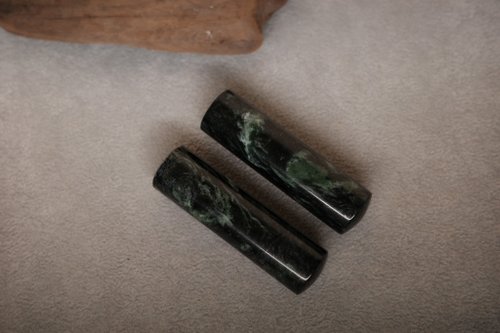 好石多磨 DOMO 【好石多磨】臺灣墨玉 玉石印章 夫妻結婚對章 圓章