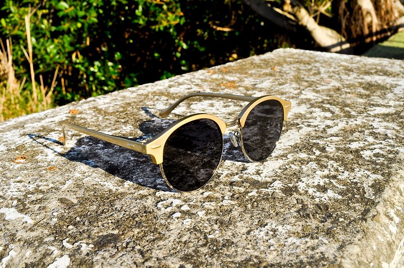 Sunglasses│Polarized│Vintage Oval Frame│Black Lens│UV400 Protection│PerryG - Sunglasses - Other Metals Gold