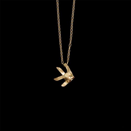 Shannta Ta-Pian Fish Necklace size M Silver 99.9 RICH GOLD 18k Gold Plated Silver