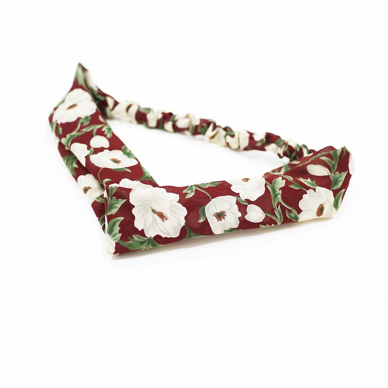 JOJA│No time to play literary youth name: Japanese cloth handmade elastic hair band - Hair Accessories - Cotton & Hemp Red