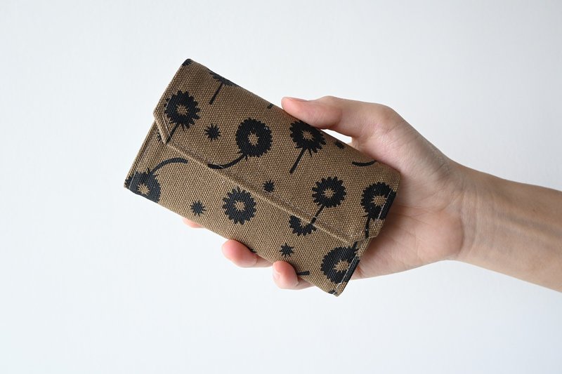 Dandelion-seeds Canvas Coin/Card Holder Washable Paper Lightweight Money Pouch - กระเป๋าใส่เหรียญ - วัสดุอีโค สีกากี