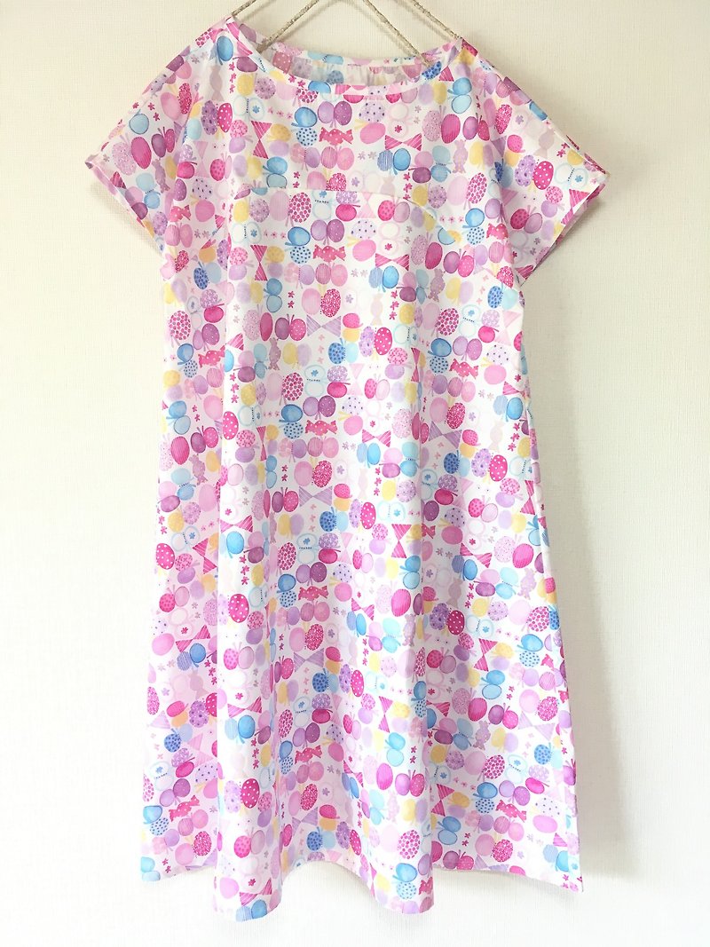 Watercolor ribbon and butterfly simple flare one piece lavender - One Piece Dresses - Cotton & Hemp Pink