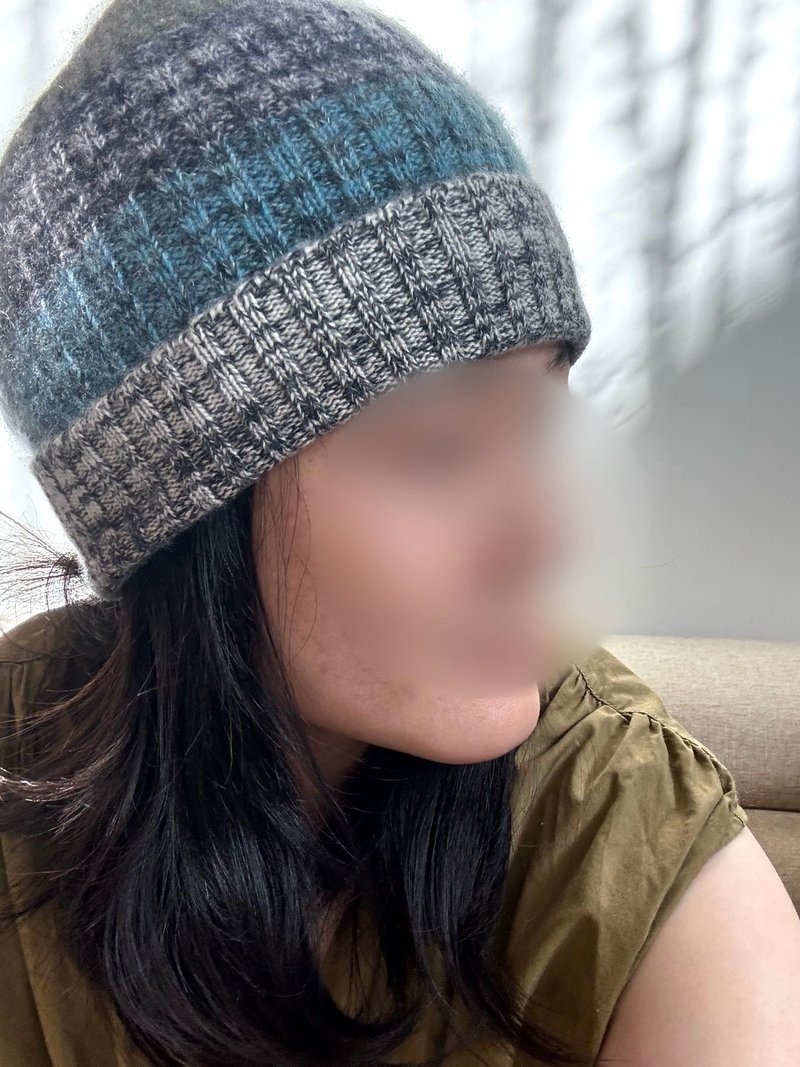 100% Pure Cashmere Folded Beanie in Slate Blue Green - For Kids & Adults | Minimalist Style - หมวก - ขนแกะ สีน้ำเงิน