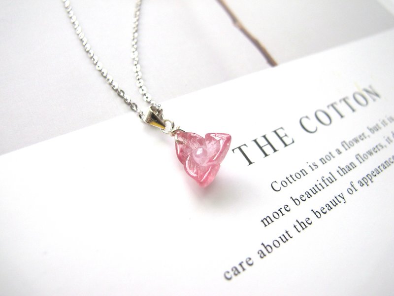 Exclusive-Pink Tourmaline x 925 Wallet [Little Pink]-Handmade Natural Stone Necklace Series - สร้อยคอ - คริสตัล สีแดง