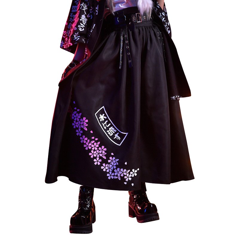 Japan cosplay anime Kenshin kendo swordsmen sakura river wide leg pants【JAG0064】 - Unisex Pants - Cotton & Hemp Black