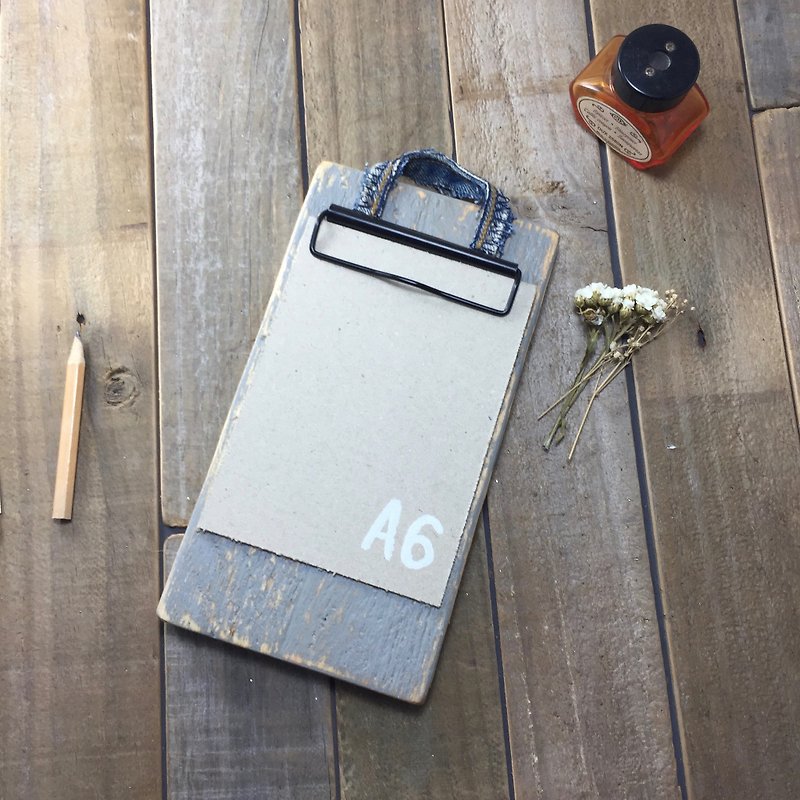 A6 gray hand-made pallet menu folder tablet folder - แฟ้ม - ไม้ สีนำ้ตาล