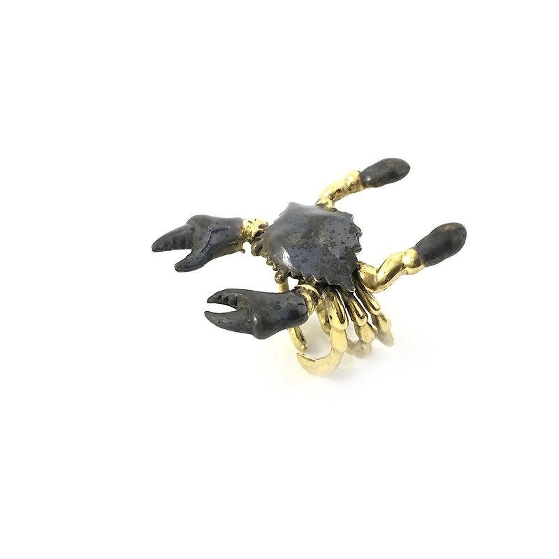 Zodiac Crab ring is for Cancer in Brass and oxidized antique color ,Rocker jewelry ,Skull jewelry,Biker jewelry - 戒指 - 其他金屬 