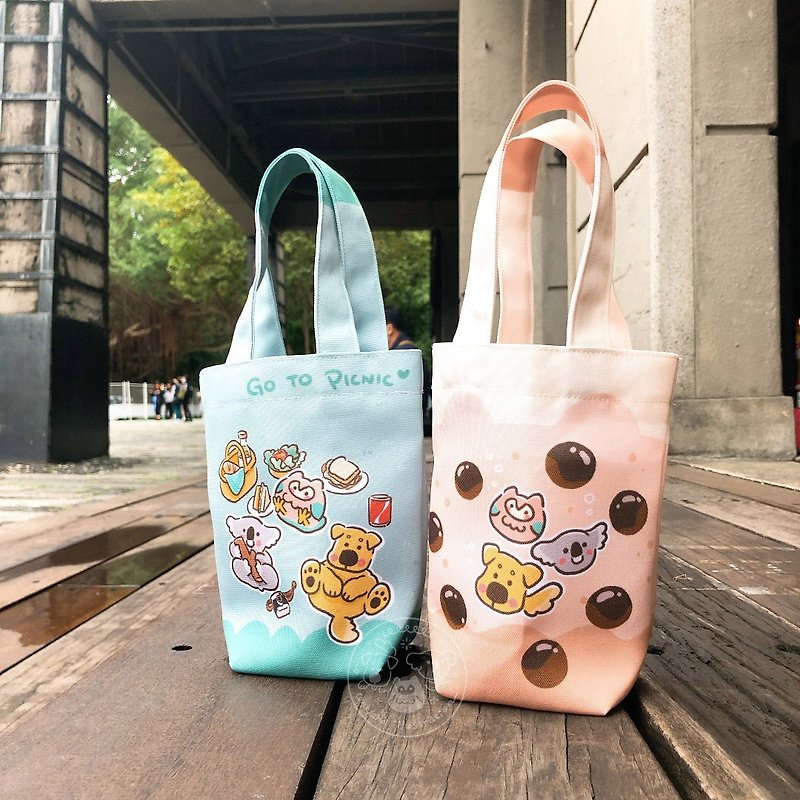 【WUWU Illustration】Universal Beverage Bag Small Handbag Going Out Bag Waterproof Cloth - Handbags & Totes - Other Man-Made Fibers Multicolor
