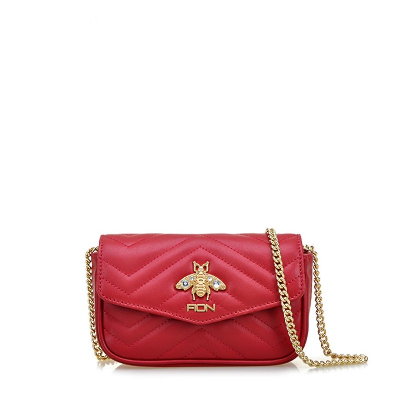 Ellia Leather Crossbody & Shoulder Handbag Small - กระเป๋าแมสเซนเจอร์ - หนังแท้ สีแดง