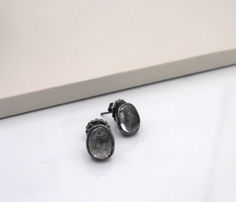 Handmade Boro glass earring - drop - black ru plated , CASO jewelry - 耳環/耳夾/耳骨夾 - 其他金屬 黑色
