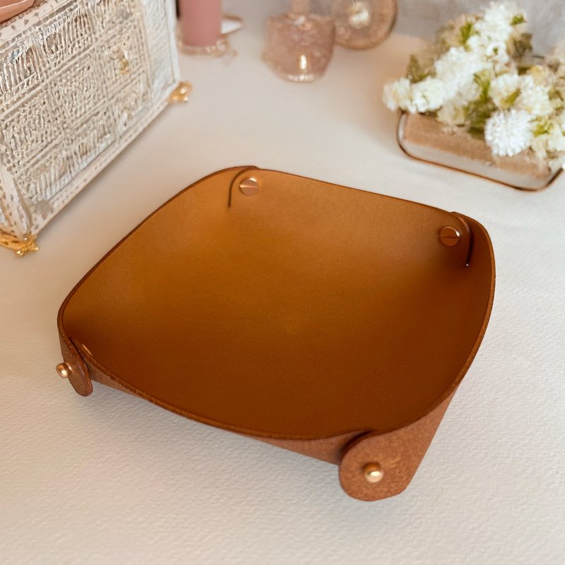Leather Tray 皮革收納盤 - S / M  好評新色 巧克力棕/淺棕色 - 居家收納/收納盒/儲物盒 - 真皮 咖啡色