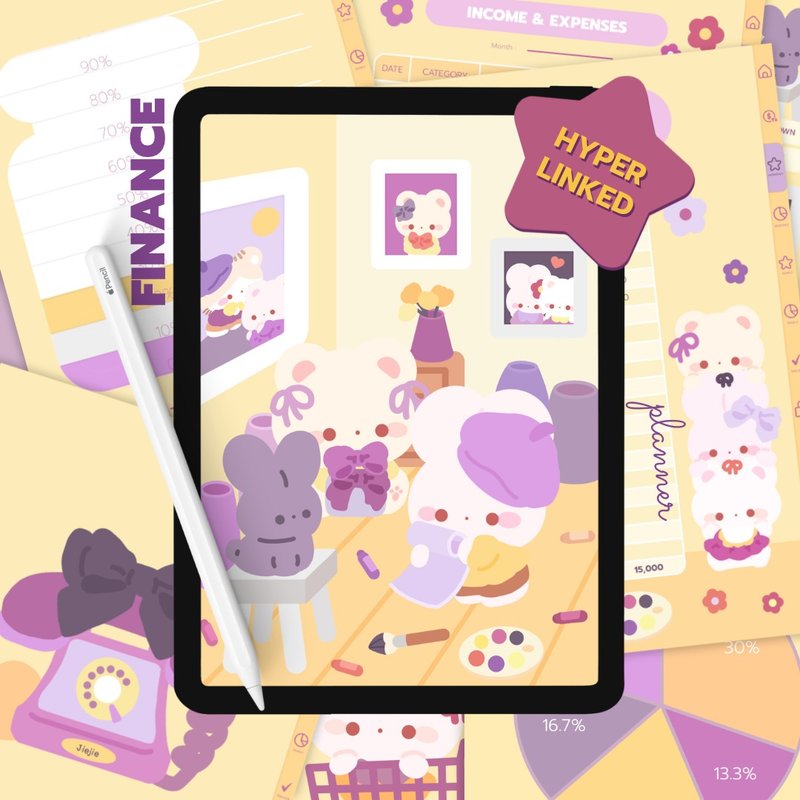 Finance Planner, Brush & Bear, Jiejie Village, Cute, Income, Expenses, Budget - 電子手帳及素材 - 其他材質 