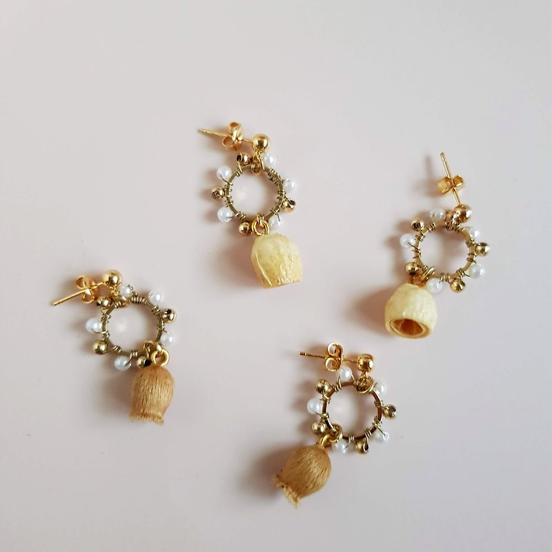 Guoguo Earrings | Pearl Circle _1111 Shopping Festival Double 11 Special Gifts - Earrings & Clip-ons - Plants & Flowers Pink