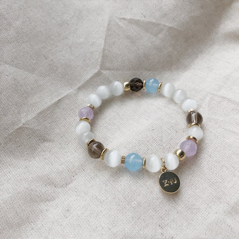 ZHU. handmade bracelet | warm summer (couple / sister / natural stone / brass / Christmas / exchange gifts) - Bracelets - Crystal 