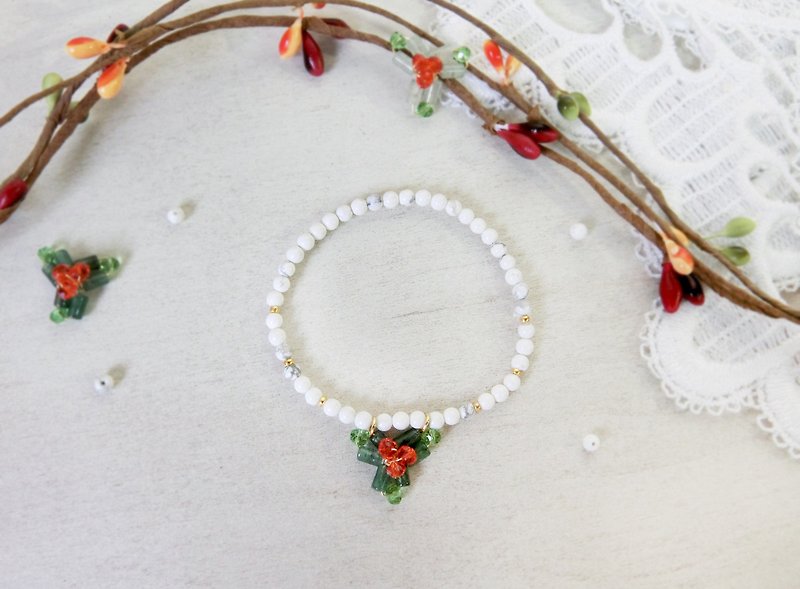 【Snowflake Christmas Wreath】White Stone Bracelet - Bracelets - Gemstone Multicolor