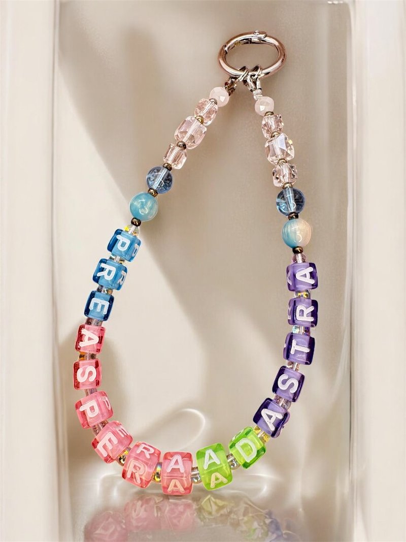 Rom828串珠手機鍊-Per aspera ad astra. 穿过逆境抵达繁星 - 掛繩/吊繩 - 其他材質 