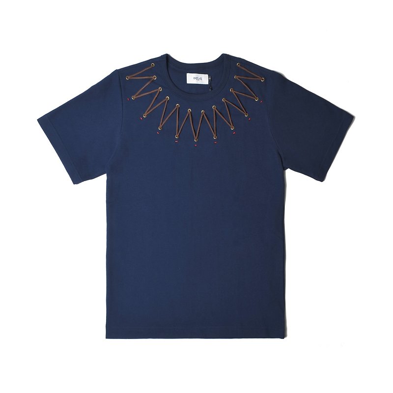 oqLiq  - 失われた - スノーシャンクの文字列T（青色） - Tシャツ メンズ - コットン・麻 ブルー