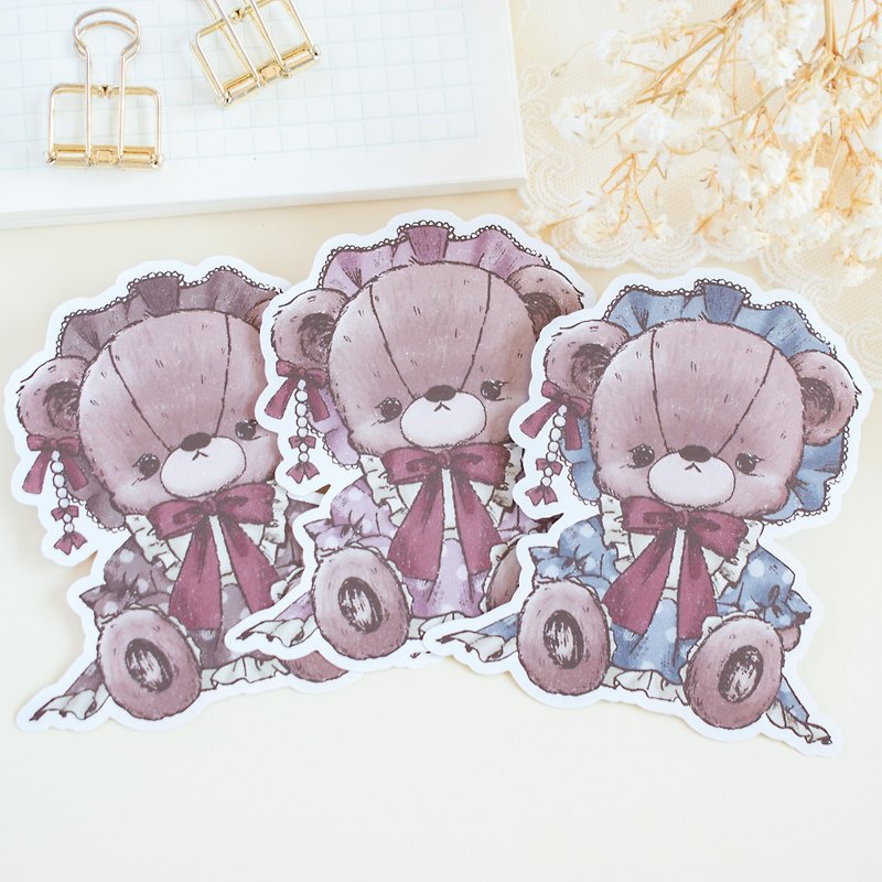Die-cut Memo - Doll Style Teddy Bear (Bear) - Sticky Notes & Notepads - Paper Blue