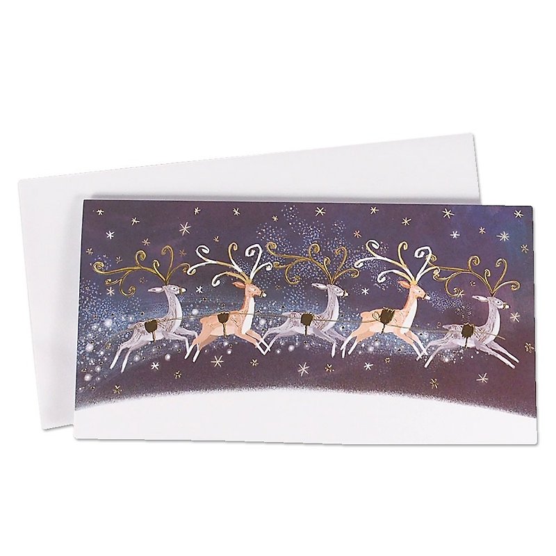 麋鹿閃亮星空 耶誕盒卡10入【Ling Design-卡片 聖誕節系列】 - 卡片/明信片 - 紙 多色