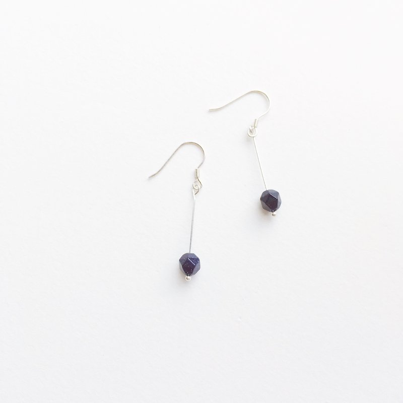 / Starry Night / Blue Sandstone 925 Sterling Silver Dangling Earrings - Earrings & Clip-ons - Semi-Precious Stones Blue