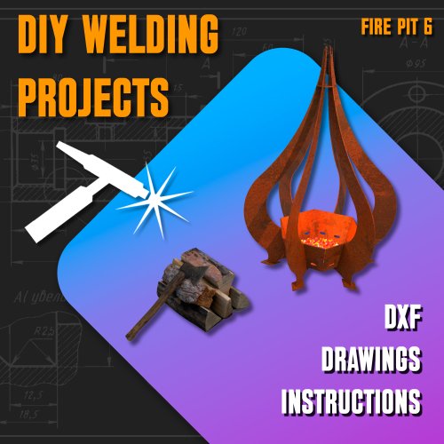 DIY Welding Projects Welding Project Plans Drawings Fire Pit 6 (DXF, PDF)