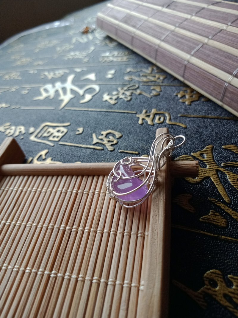 佚名山河。項鍊。紫水晶。簍空。金屬編織 - 項鍊 - 寶石 紫色