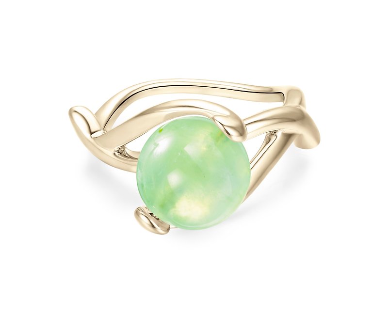 Peridot Birthstone Ring, August Birthstone Ring, 14k Peridot Engagement Ring - แหวนทั่วไป - เงินแท้ สีเขียว