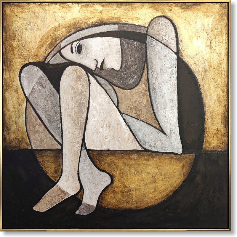Abstract Painting Figurative Painting Wall Art Gold Painting Modern Wall Art - 壁貼/牆壁裝飾 - 壓克力 多色