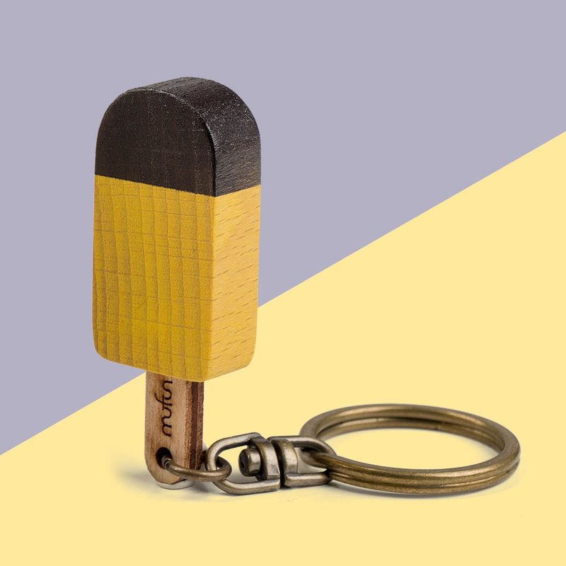 Wooden Ice Pop Key chain- Pudding - ที่ห้อยกุญแจ - ไม้ 