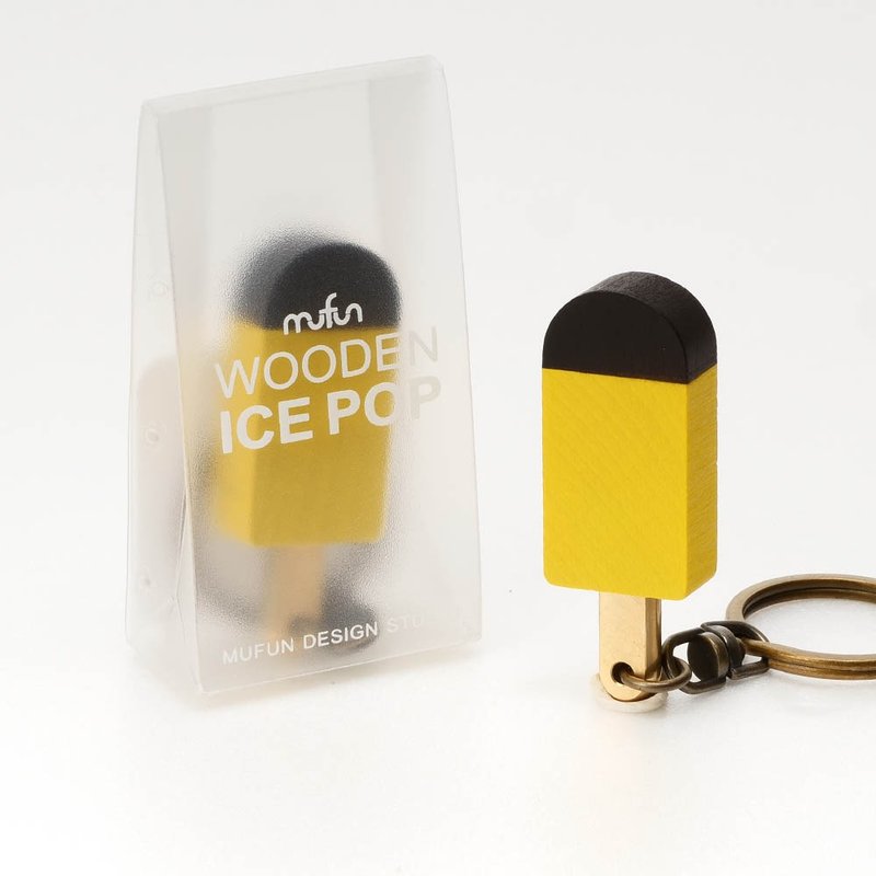 原木冰棒造型 ICE POP【布丁】鑰匙圈 - 鑰匙圈/鑰匙包 - 木頭 