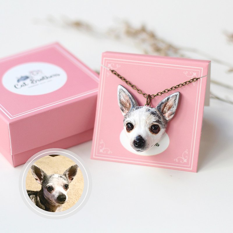 Custom dog portraits necklaces, Custom dog face necklaces, Custom dog necklace - สร้อยคอ - ดินเหนียว หลากหลายสี