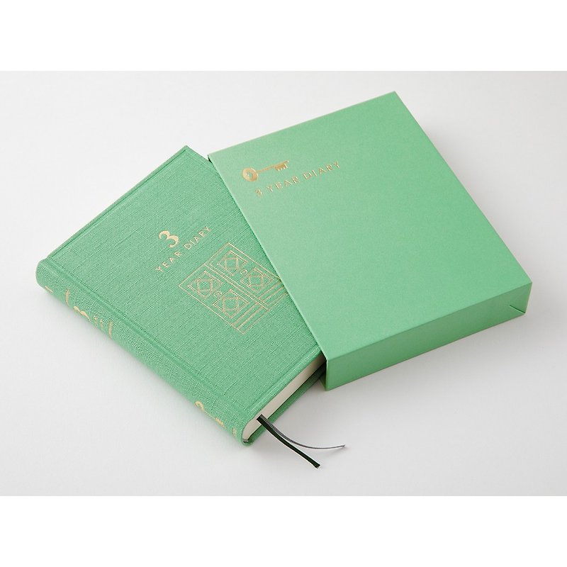 MIDORI 3 年連用日記 迷你限定粉綠 - 筆記簿/手帳 - 紙 綠色