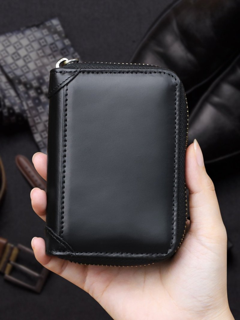 Vintage Genuine Leather Card Wallet Credit Card Holder Bag Case Purse Zipper - Wallets - Genuine Leather Black