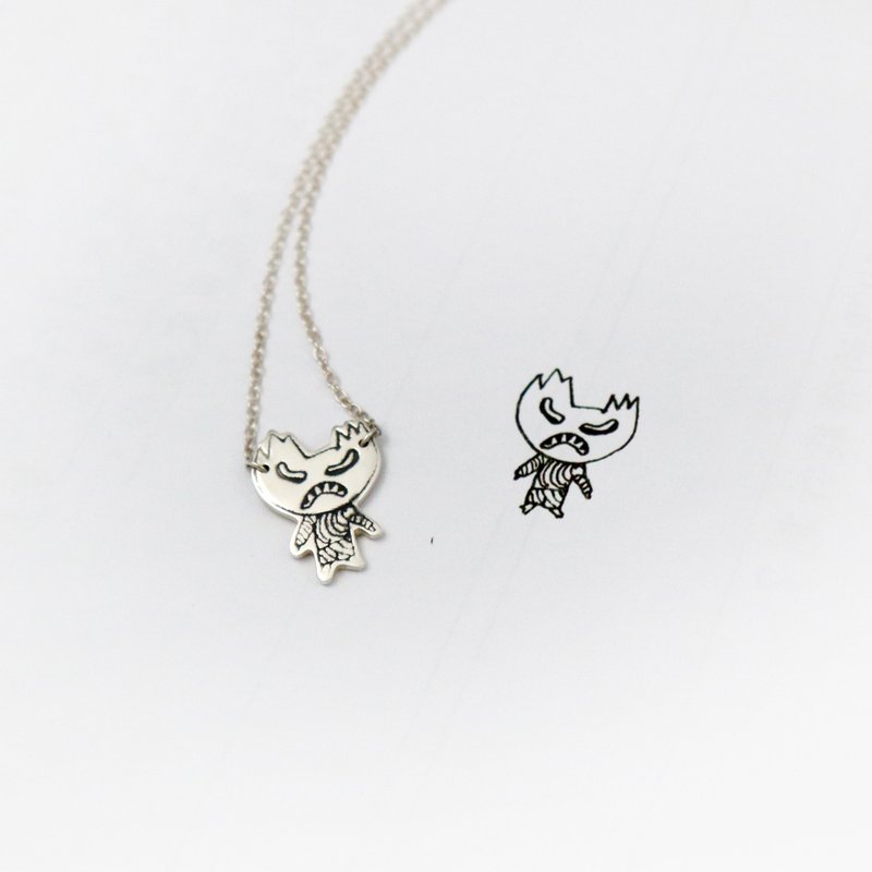 Upload your little baby children's drawing to order unique jewelry / order 925 sterling silver necklace - Necklaces - Sterling Silver Silver