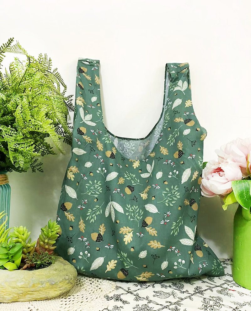 Nordic Style Green Forest Pattern Tote Bag Shopping Bag Eco Bag - Handbags & Totes - Cotton & Hemp Green