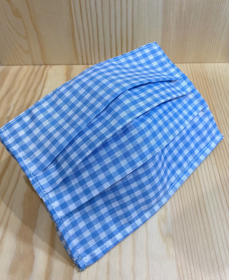 【現貨】防疫 棉口罩套 - D 藍白小格 - 其他 - 棉．麻 藍色