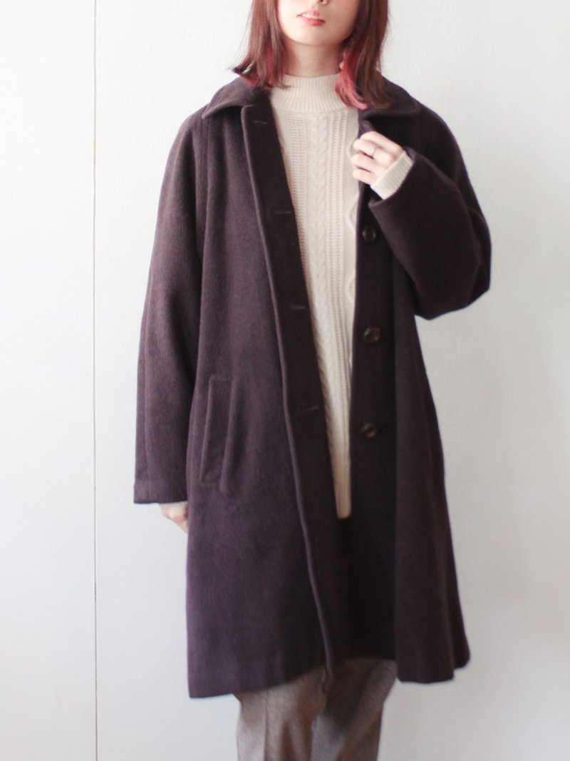 Winter retro cut Japanese wool wine red purple vintage coat jacket