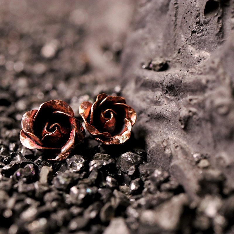 Copper Rose Ear Stud - Earrings & Clip-ons - Copper & Brass 